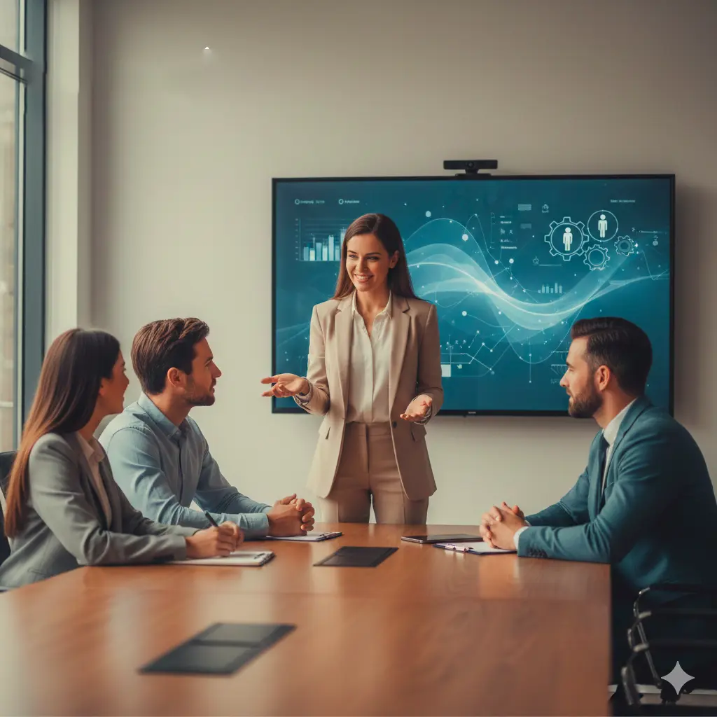 maria dando charlas a empresas